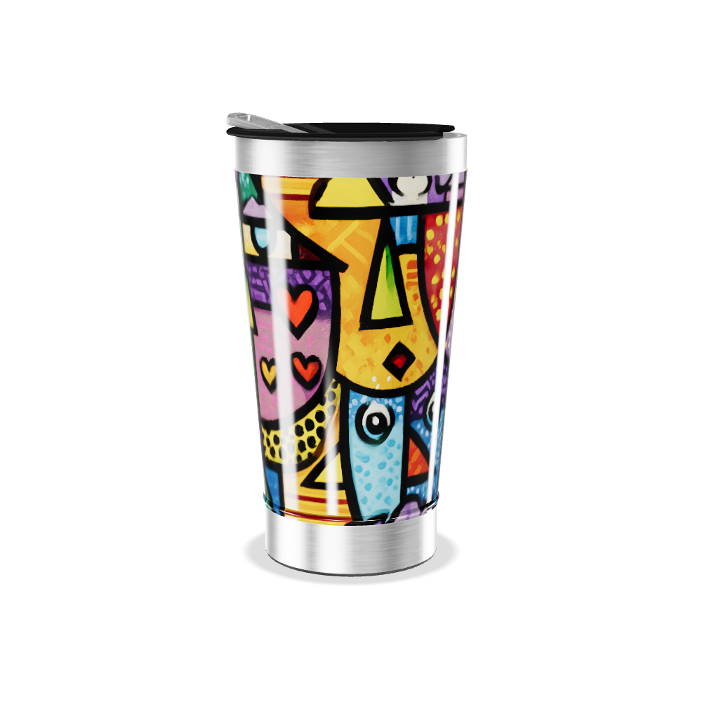 Copo Térmico - Arte Colorida Abstrata