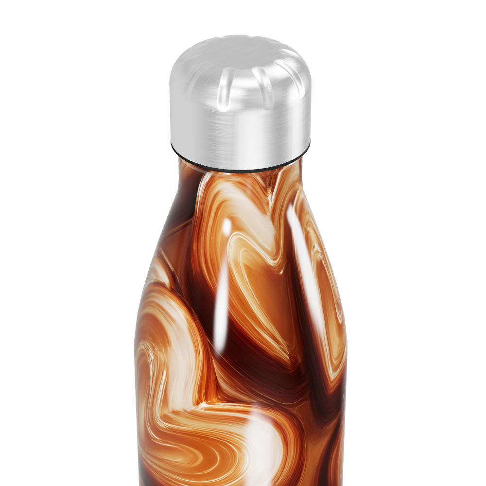 Garrafa Inox Corações Marrom e Bege