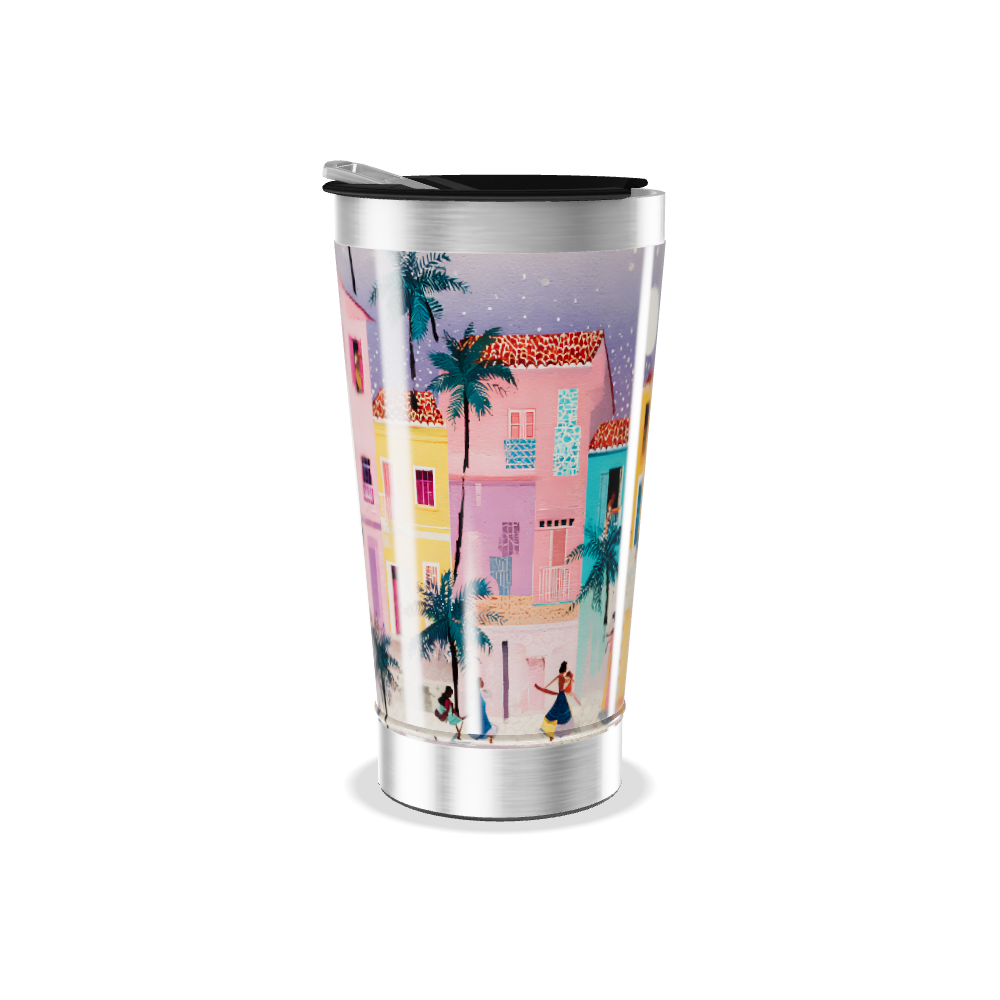 Copo Térmico - Estampa Tropical Colorida
