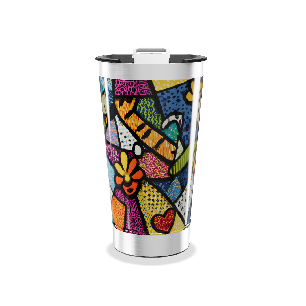 Copo Térmico - Colorido com Arte Abstrata