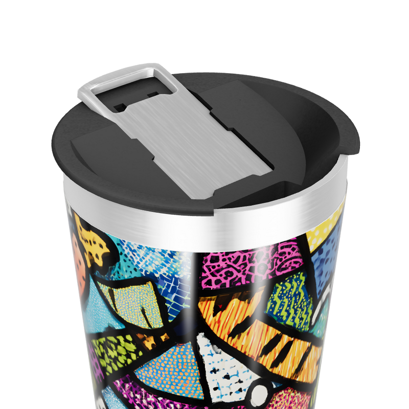 Copo Térmico - Colorido com Arte Abstrata