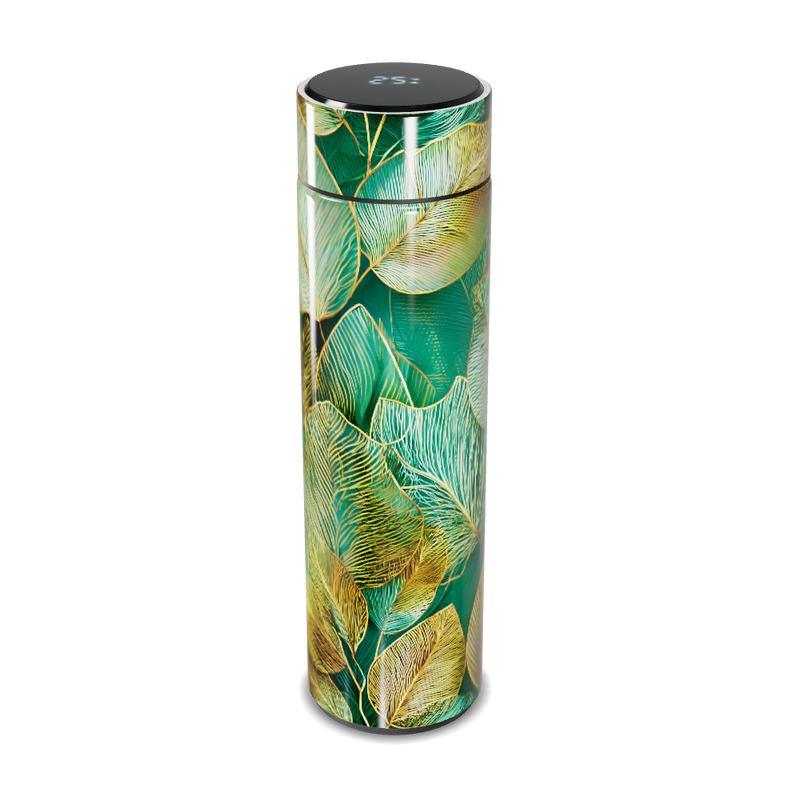 Garrafa Térmica Touch - Folhas Verde Dourado