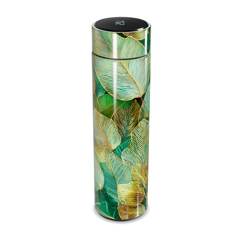 Garrafa Térmica Touch - Folhas Verde Dourado