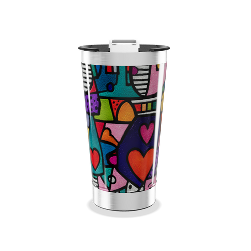 Copo Térmico - Estampa Corações Coloridos