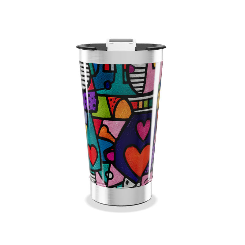 Copo Térmico - Estampa Corações Coloridos