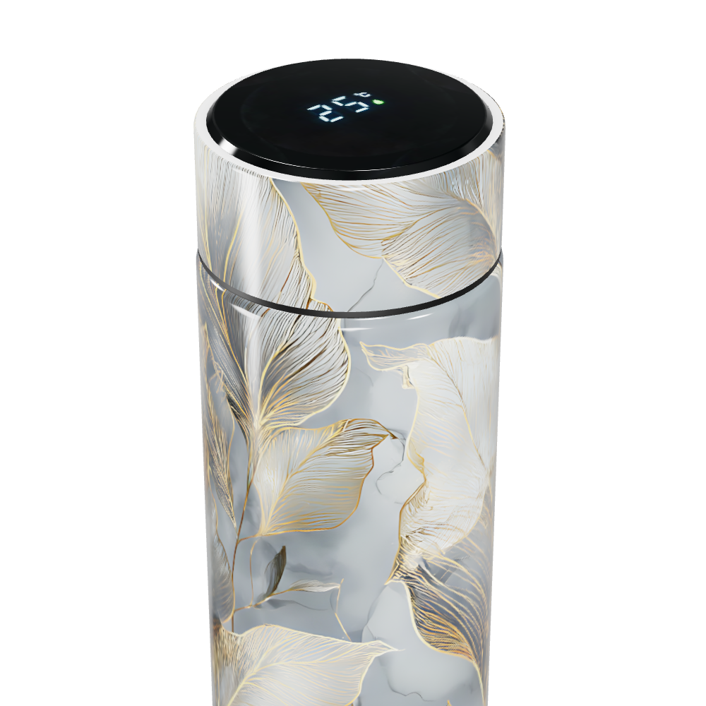 Garrafa Térmica Touch - Folhas Douradas Vidro