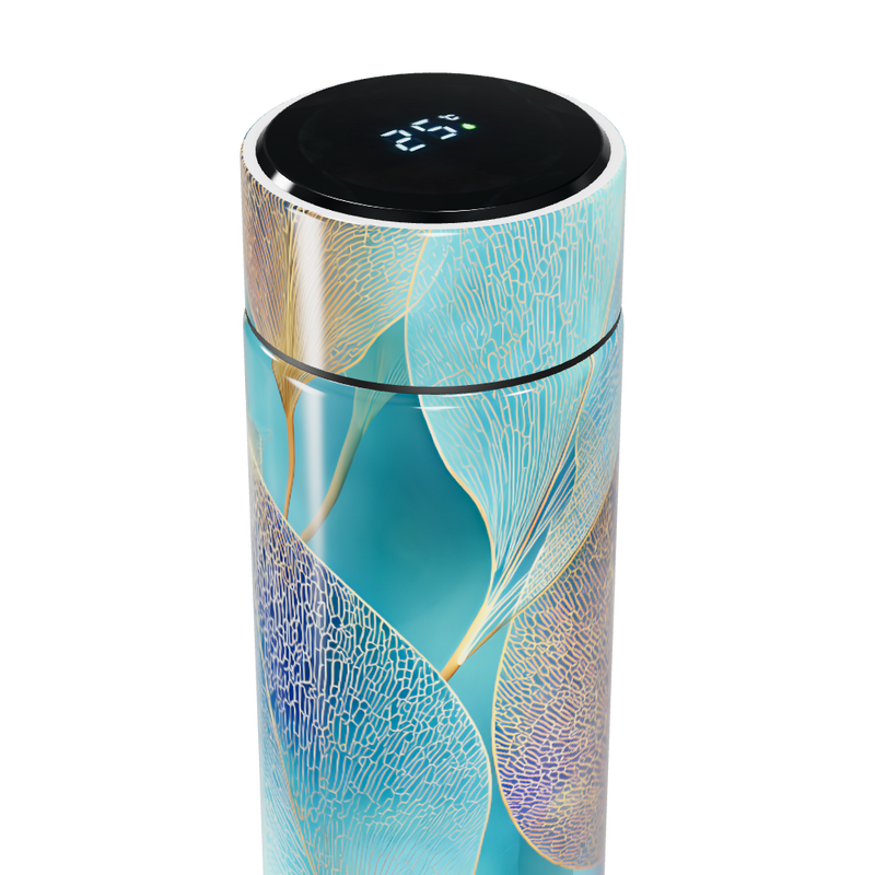 Garrafa Térmica Touch - Com Folhas Azul