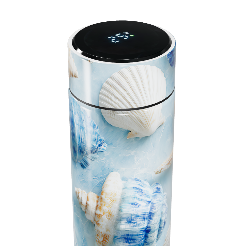 Garrafa Térmica Touch - Conchas Azul e Branco