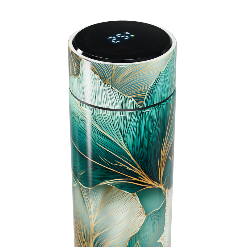 Garrafa Térmica Touch - Verde Floral Digital