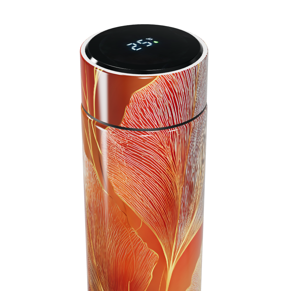 Garrafa Térmica Touch - Floral Laranja Digital
