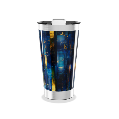 Copo Térmico - Estampa Abstrata Azul