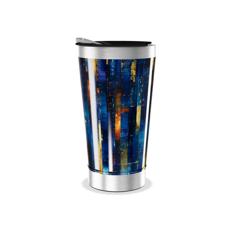 Copo Térmico - Estampa Abstrata Azul