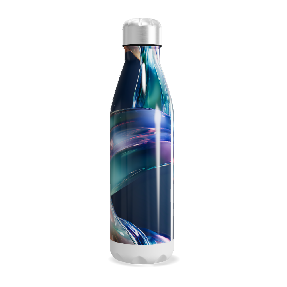 Garrafa Inox - Azul com Estampa Abstrata