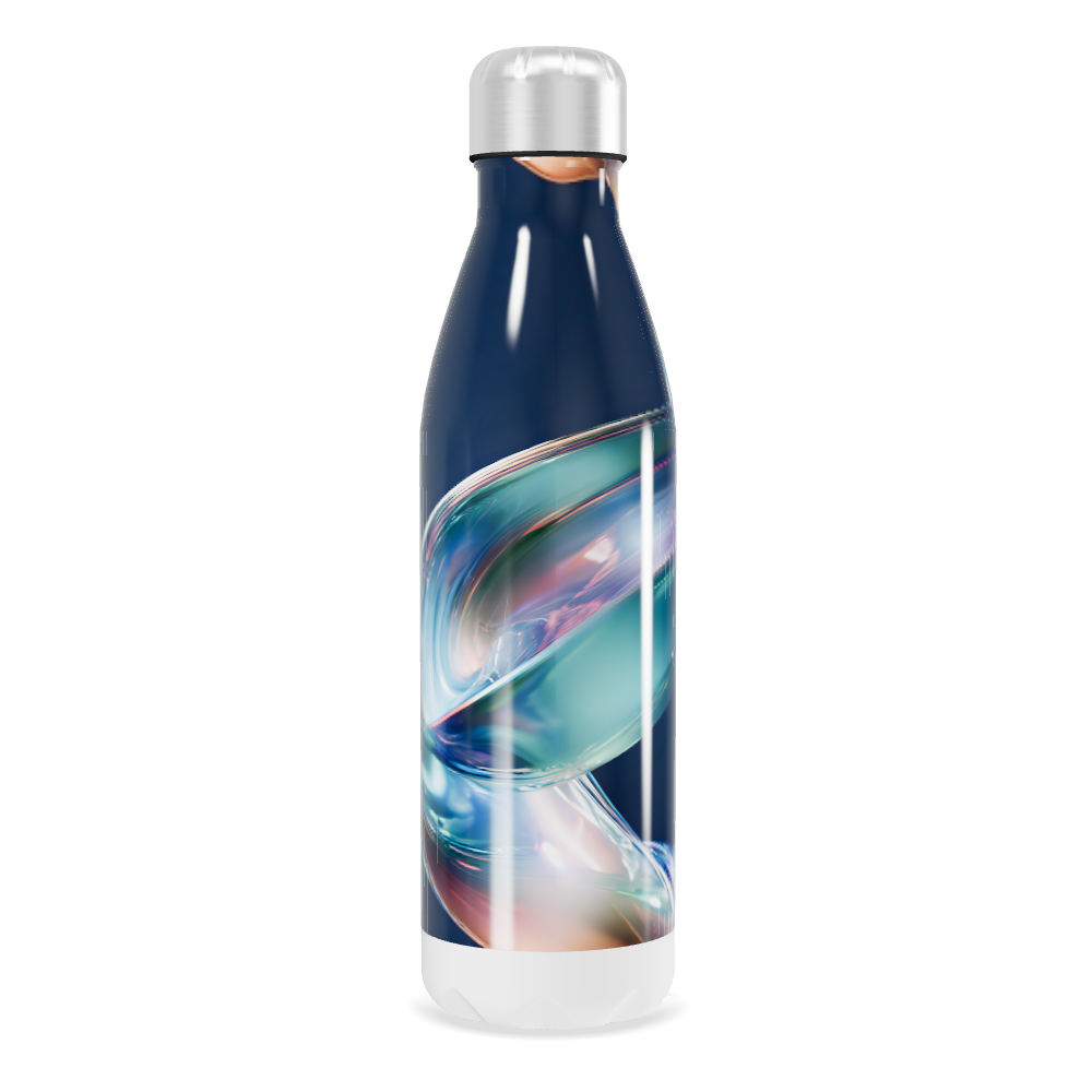 Garrafa Inox - Azul com Estampa Abstrata