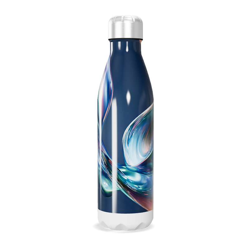 Garrafa Inox - Azul com Estampa Abstrata