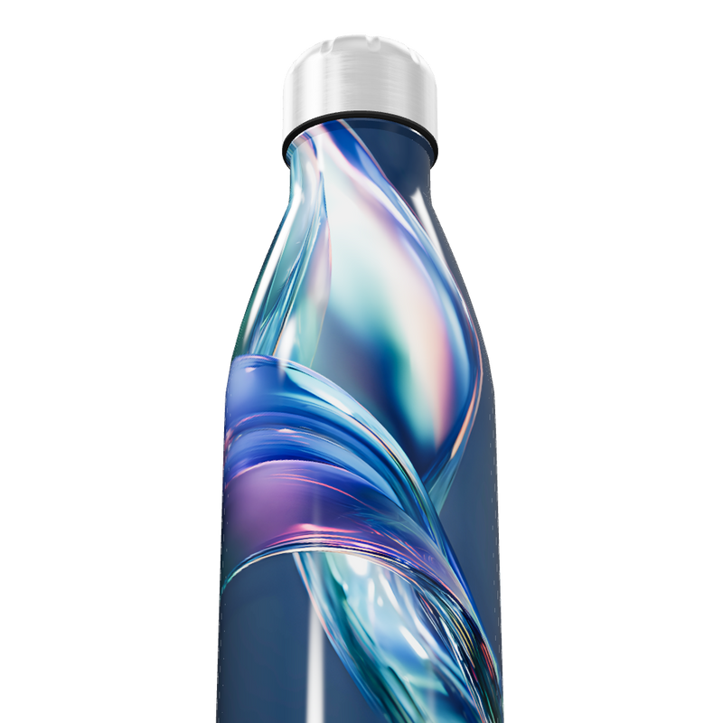 Garrafa Inox - Azul com Estampa Abstrata