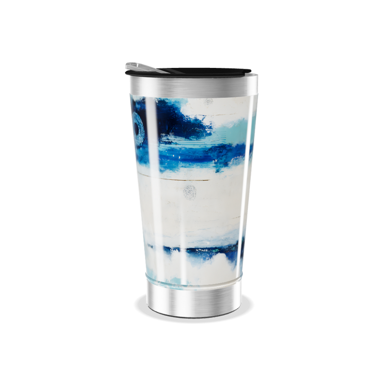Copo Térmico - Azul com Estampa Abstrata