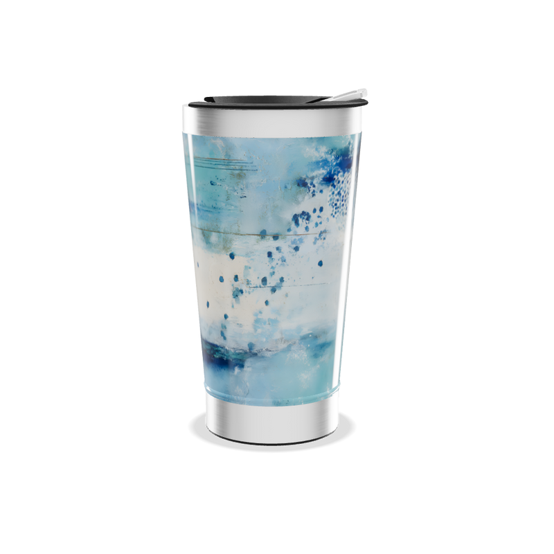 Copo Térmico - Azul com Estampa Abstrata