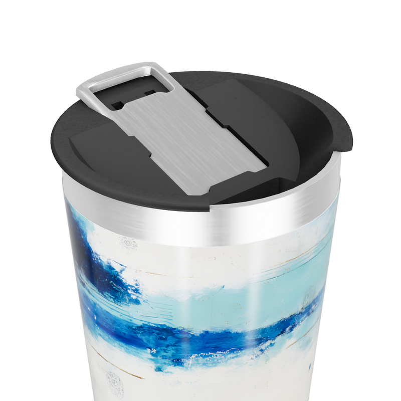 Copo Térmico - Azul com Estampa Abstrata