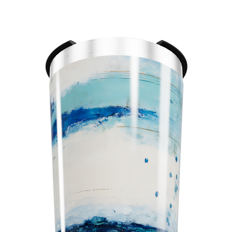 Copo Térmico - Azul com Estampa Abstrata