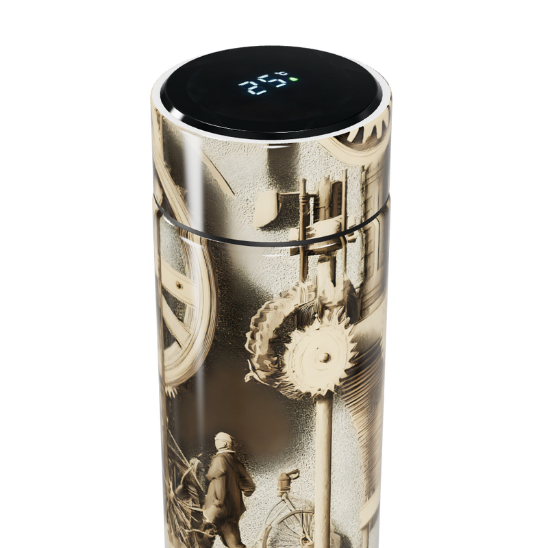 Garrafa Térmica Touch - Estampa Vintage Engrenagens