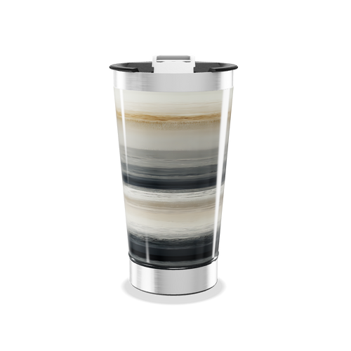 Copo Térmico - Listras Pretas e Bege Aço