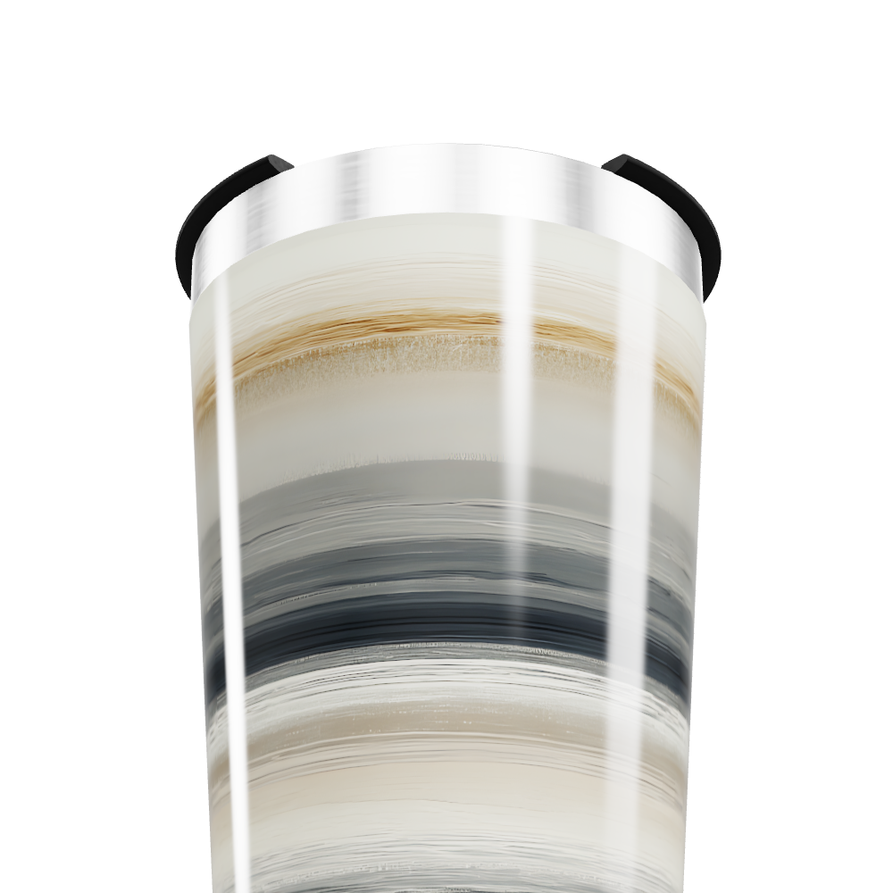 Copo Térmico - Listras Pretas e Bege Aço