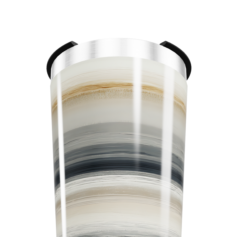 Copo Térmico - Listras Pretas e Bege Aço