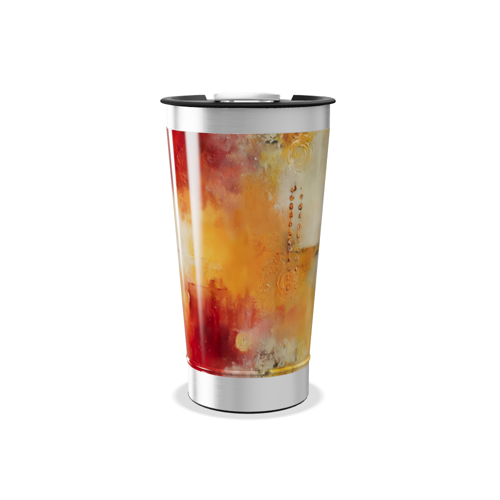 Copo Térmico - Abstrato Amarelo Aço Inox