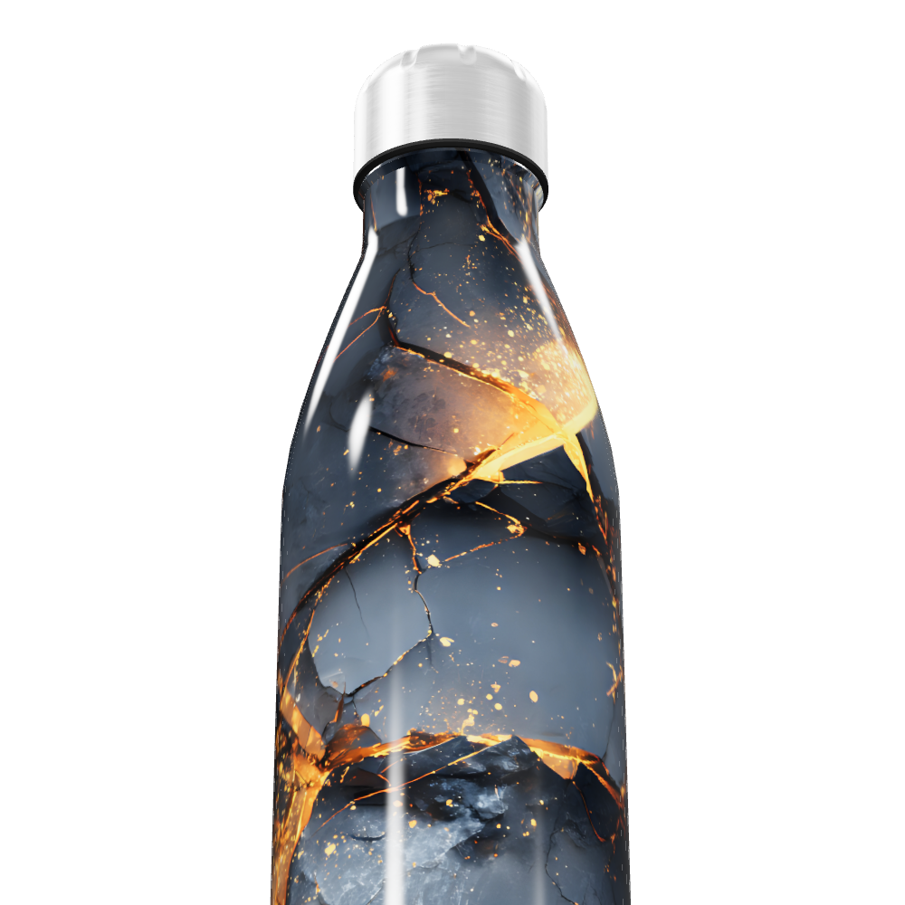 Garrafa Inox - Estampa Marmorizada Fogo