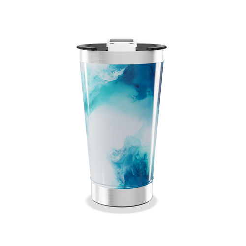 Copo Térmico - Azul com Estampa Abstrata