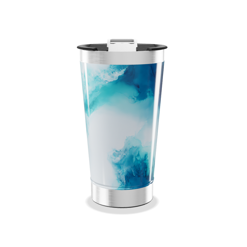 Copo Térmico - Azul com Estampa Abstrata