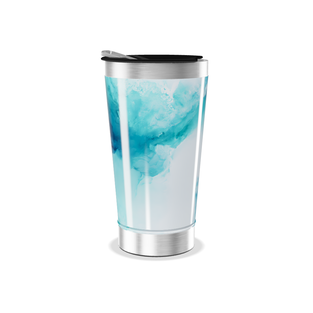 Copo Térmico - Azul com Estampa Abstrata