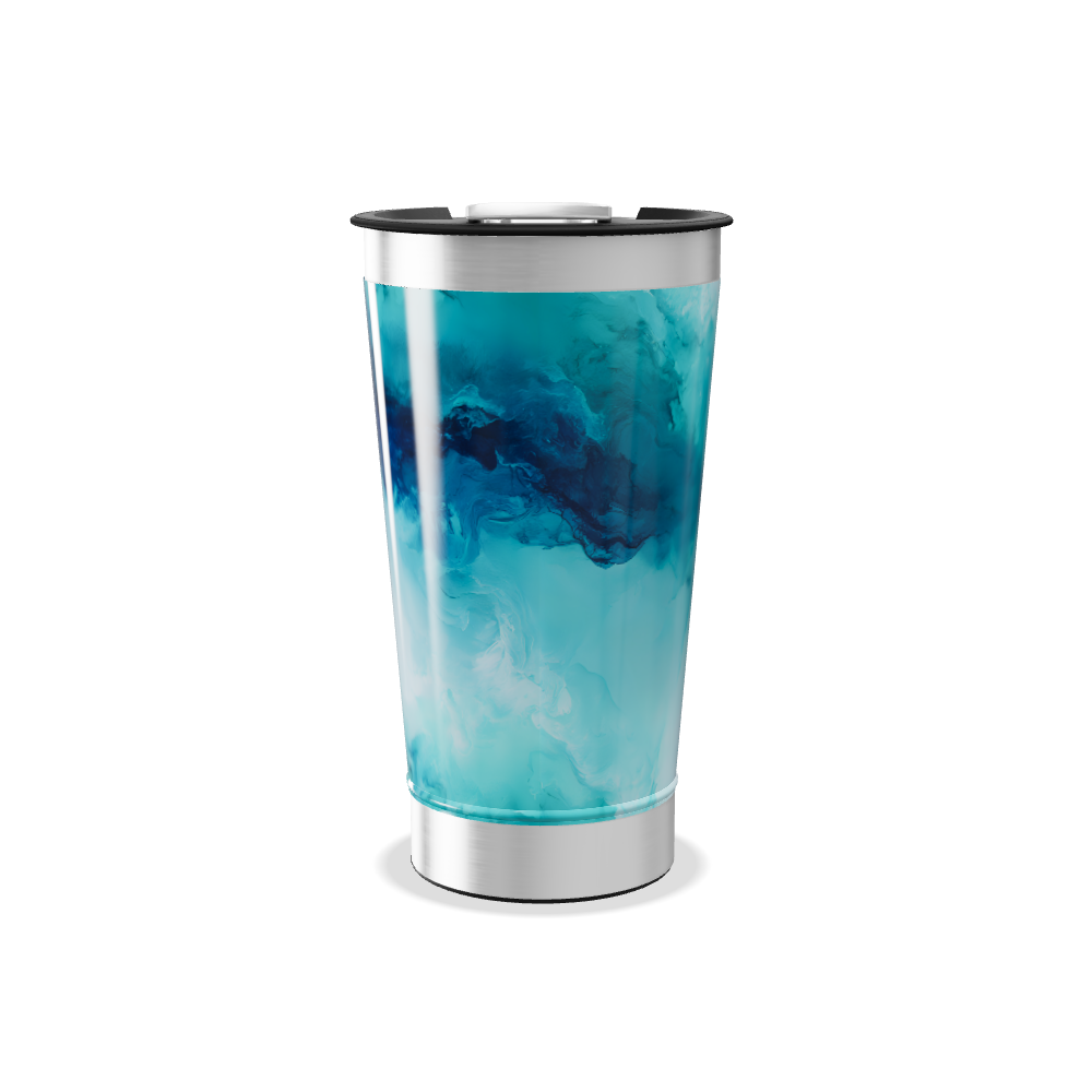 Copo Térmico - Azul com Estampa Abstrata