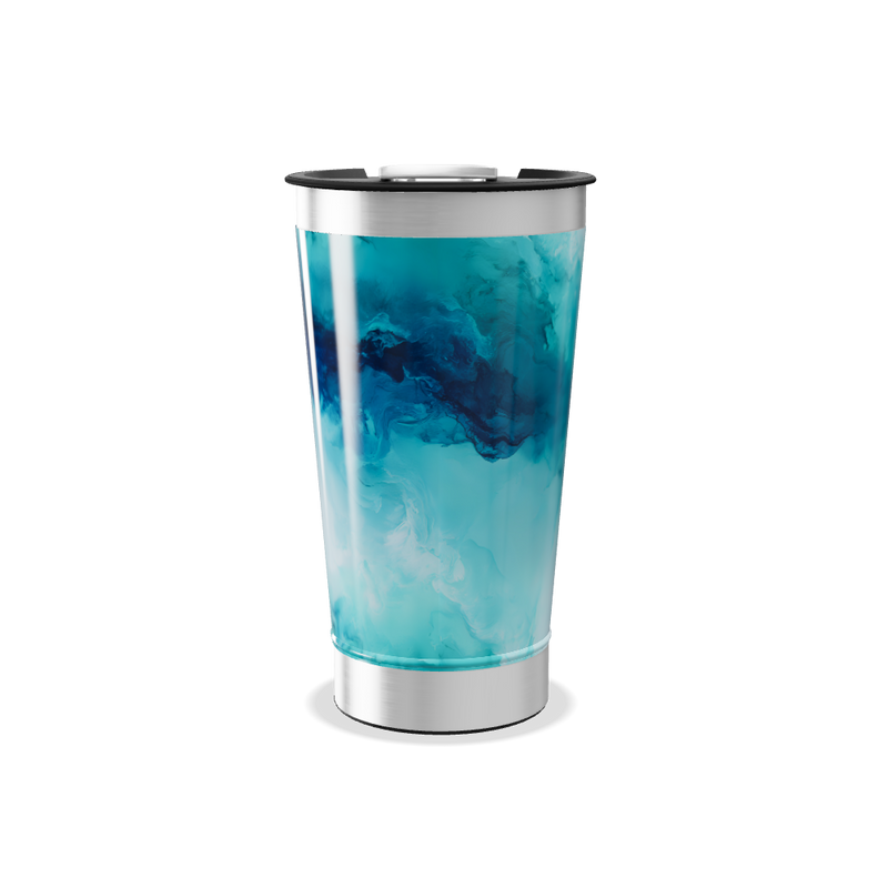 Copo Térmico - Azul com Estampa Abstrata