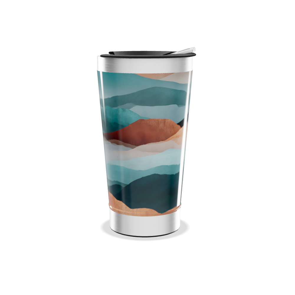 Copo Térmico - Paisagem Azul Aço Inox