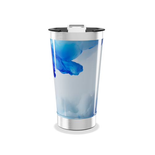 Copo Térmico - Azul com Estampa Abstrata