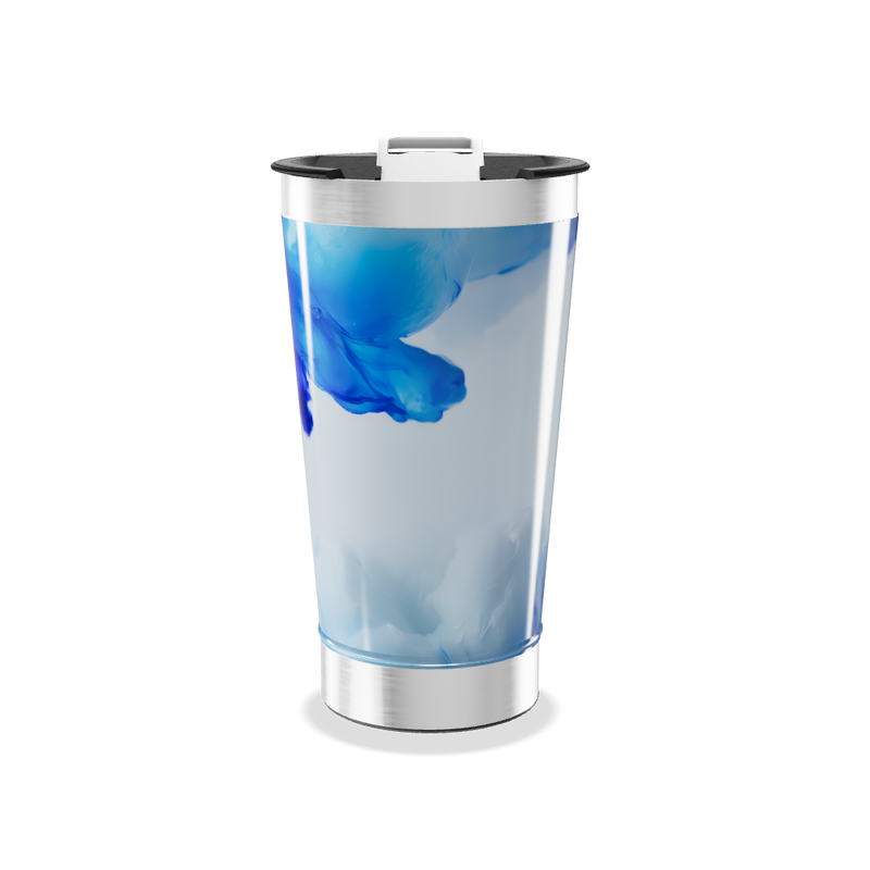 Copo Térmico - Azul com Estampa Abstrata