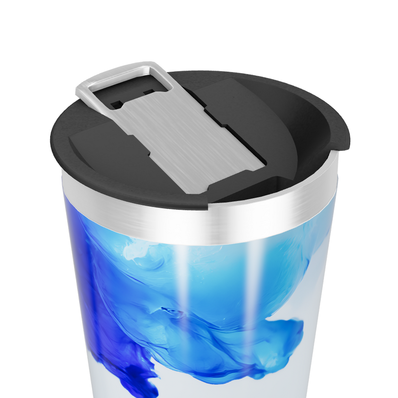 Copo Térmico - Azul com Estampa Abstrata