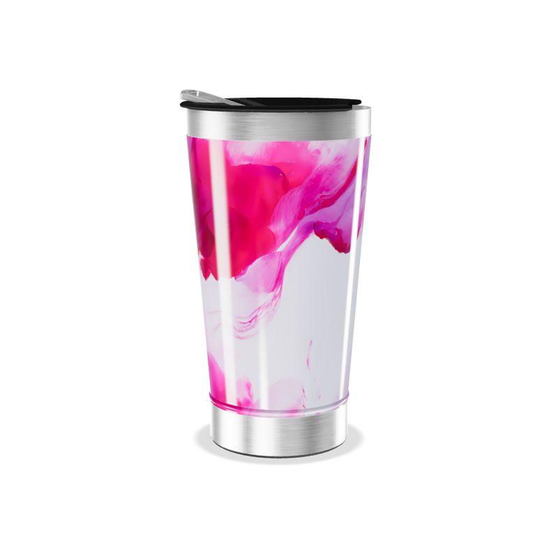 Copo Térmico - Branco com detalhes rosa