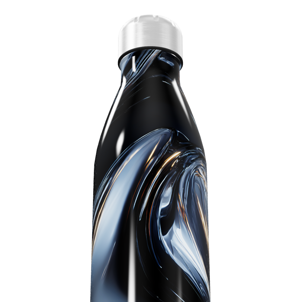 Garrafa Inox - Estampa Abstrata Preta Branca