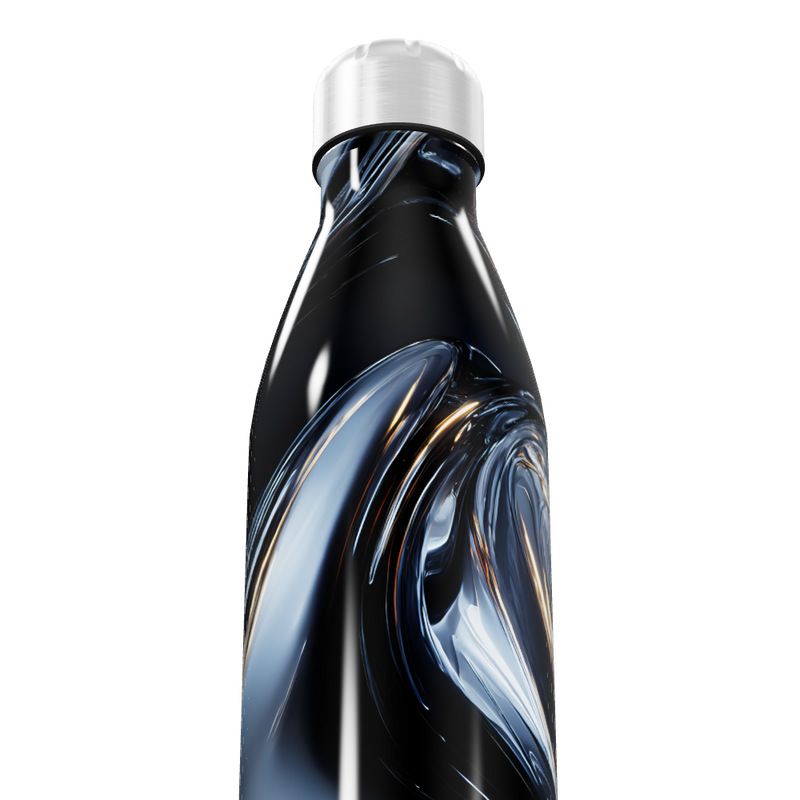 Garrafa Inox - Estampa Abstrata Preta Branca