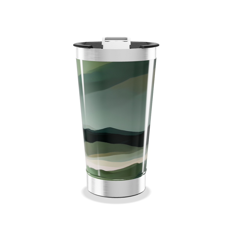 Copo Térmico - Verde com Estampa Abstrata