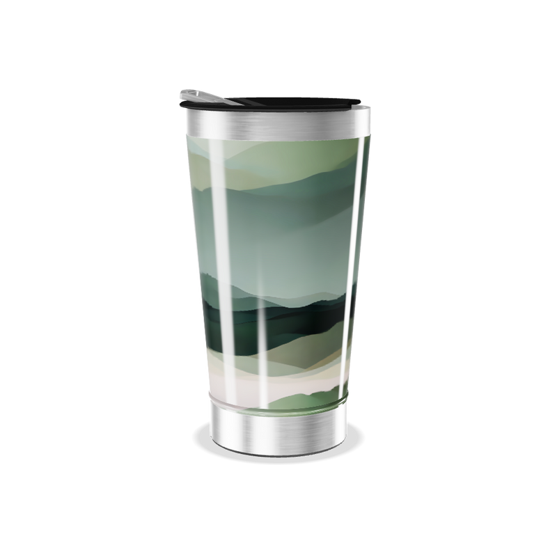 Copo Térmico - Verde com Estampa Abstrata