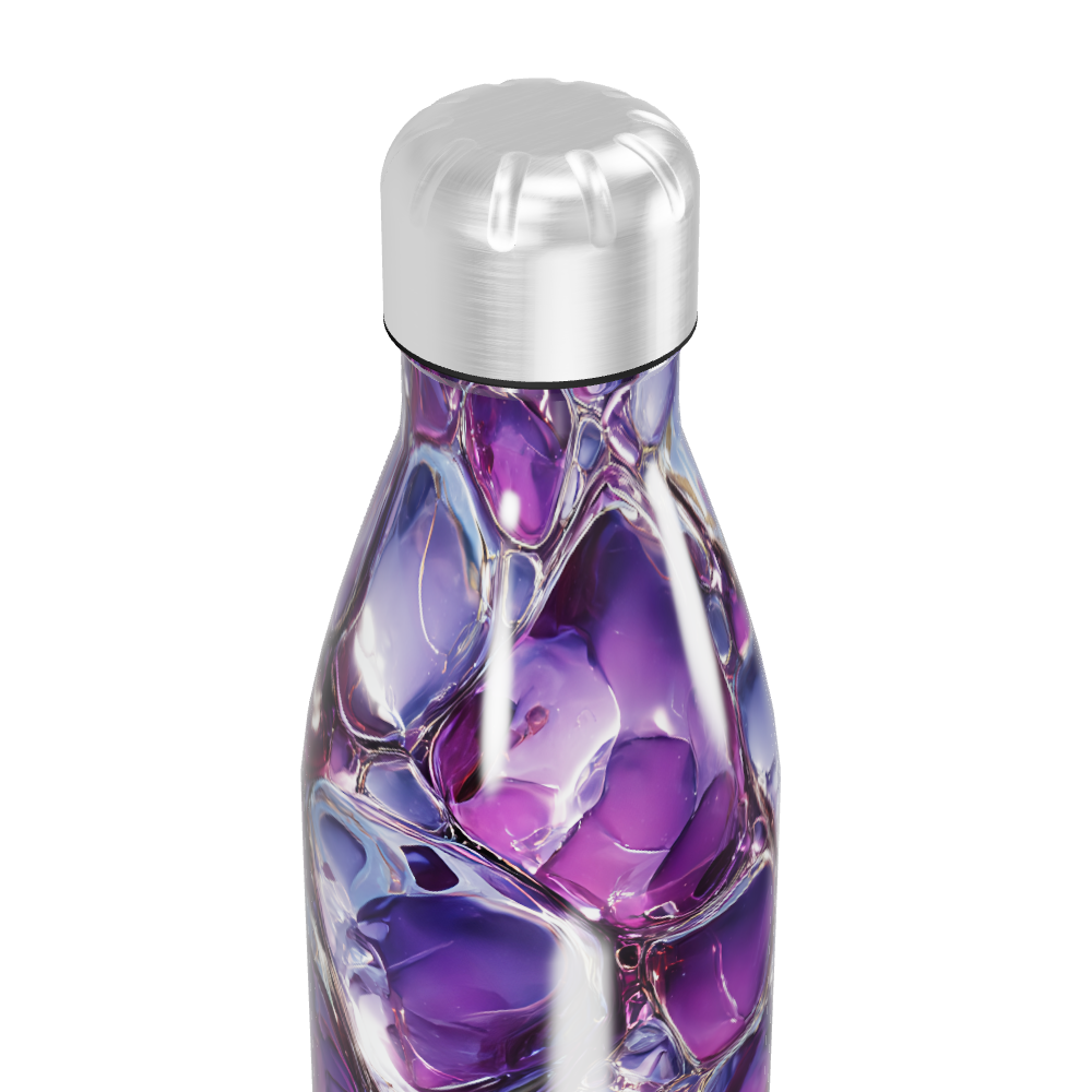 Garrafa Inox - Roxa com Textura Cristal