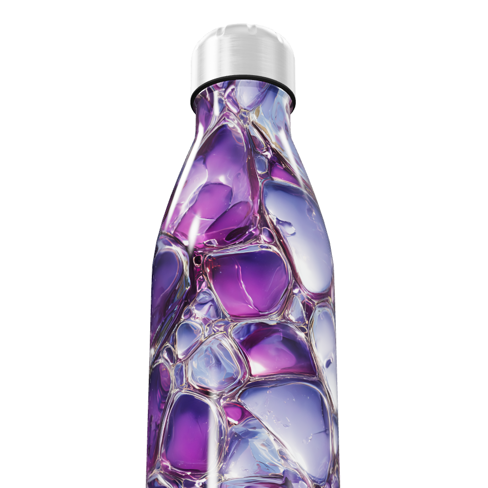 Garrafa Inox - Roxa com Textura Cristal