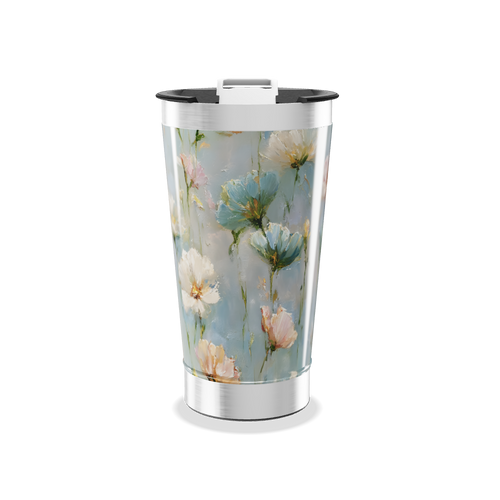 Copo Térmico - Floral Azul Aço Inox