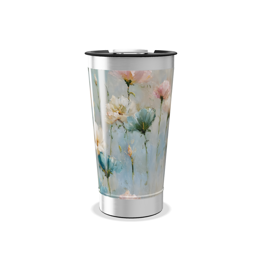 Copo Térmico - Floral Azul Aço Inox