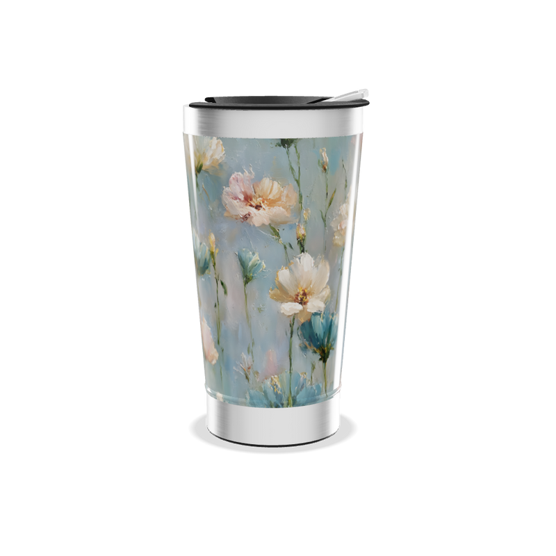 Copo Térmico - Floral Azul Aço Inox