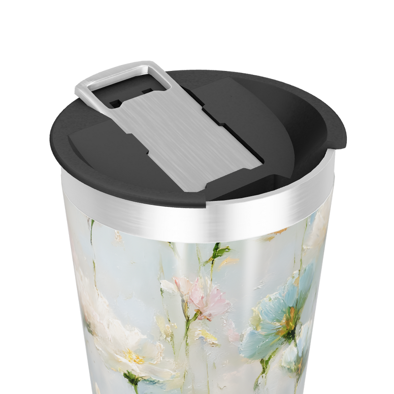 Copo Térmico - Floral Azul Aço Inox